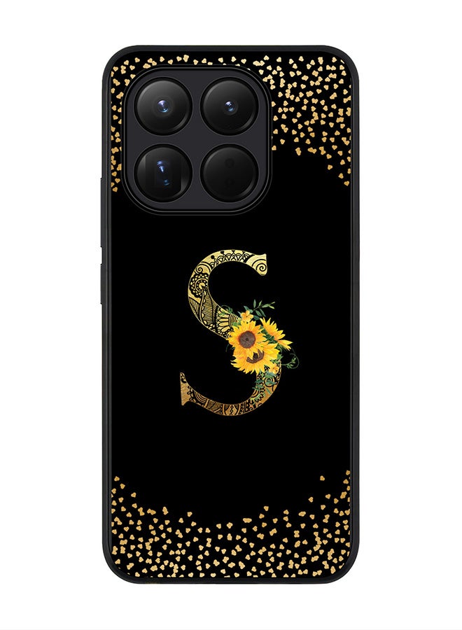 For Xiaomi 15T Case,Slim fit Camera Protection, Shockproof Thin Phone cover  - Custom Floral Monogram - S ( Black )